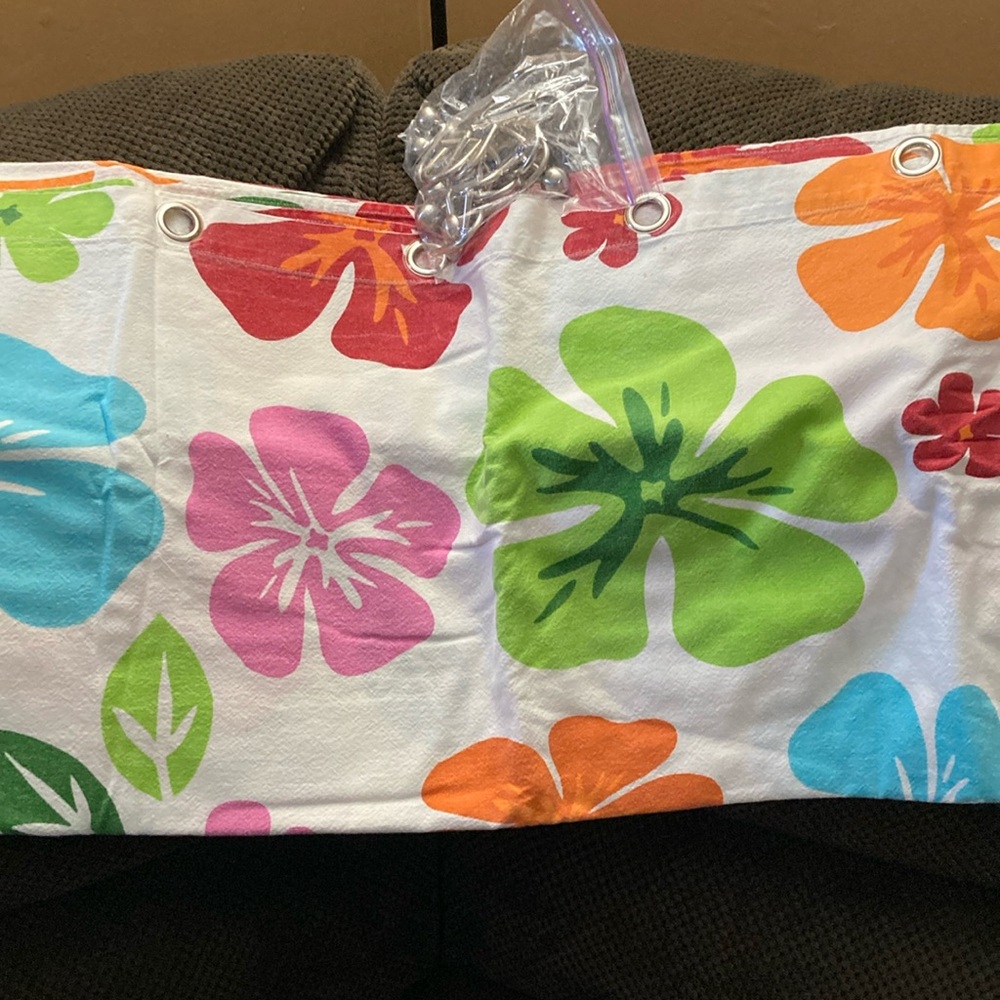 Floral Shower Curtain with Hooks